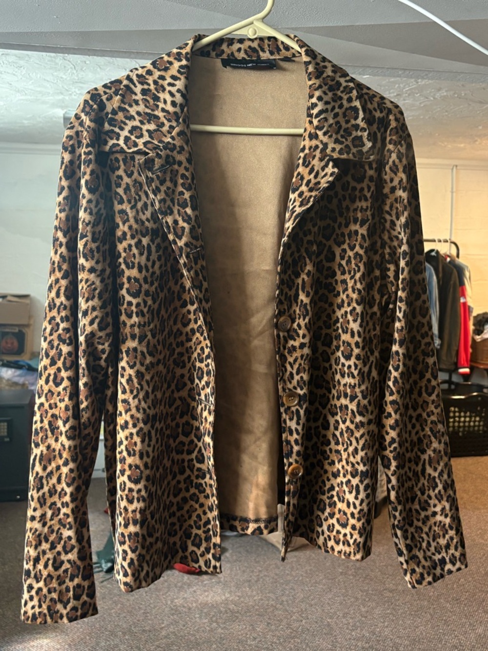 Briggs New York Leopard-Print Leather Jacket in Brown